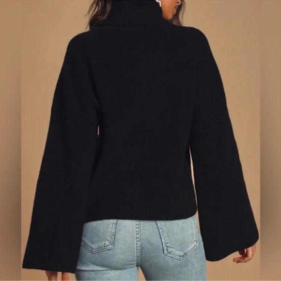 Lulus Fireside Chats Black Knit Turtleneck Sweater Size S - Picture 6 of 9